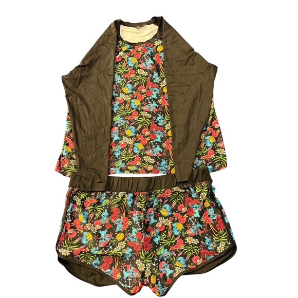 Torrid Disney Lilo & Stitch RashGuard Sz 3 & Shorts Sz 4 Tropical Floral Swimset - Picture 3 of 13